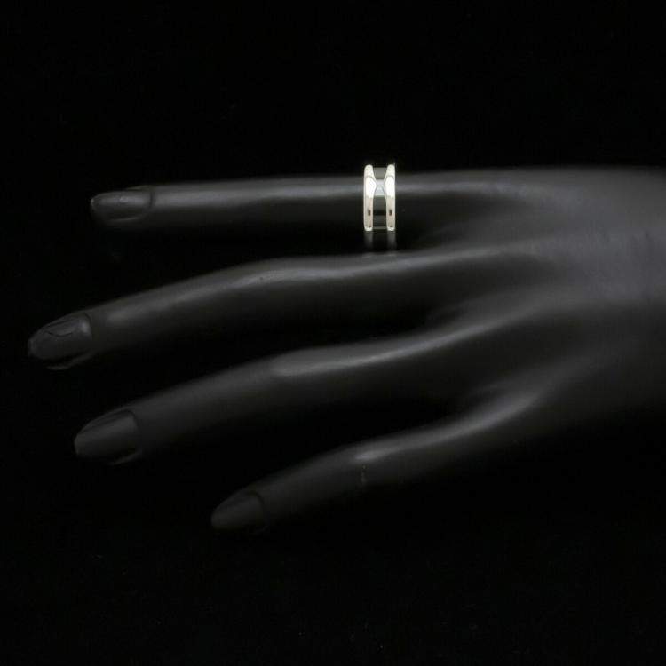 Pre Owned BVLGARI B-zero1 Save the Children Sterling Silver Ceramic Ring EU 55