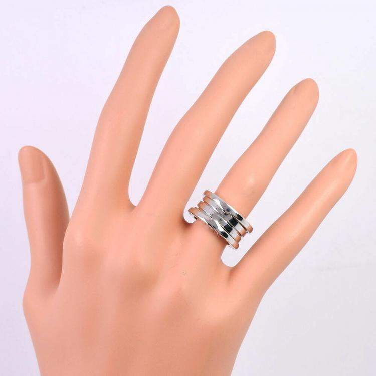 Pre Owned Bvlgari B.Zero1 18K White Gold Ring EU 48