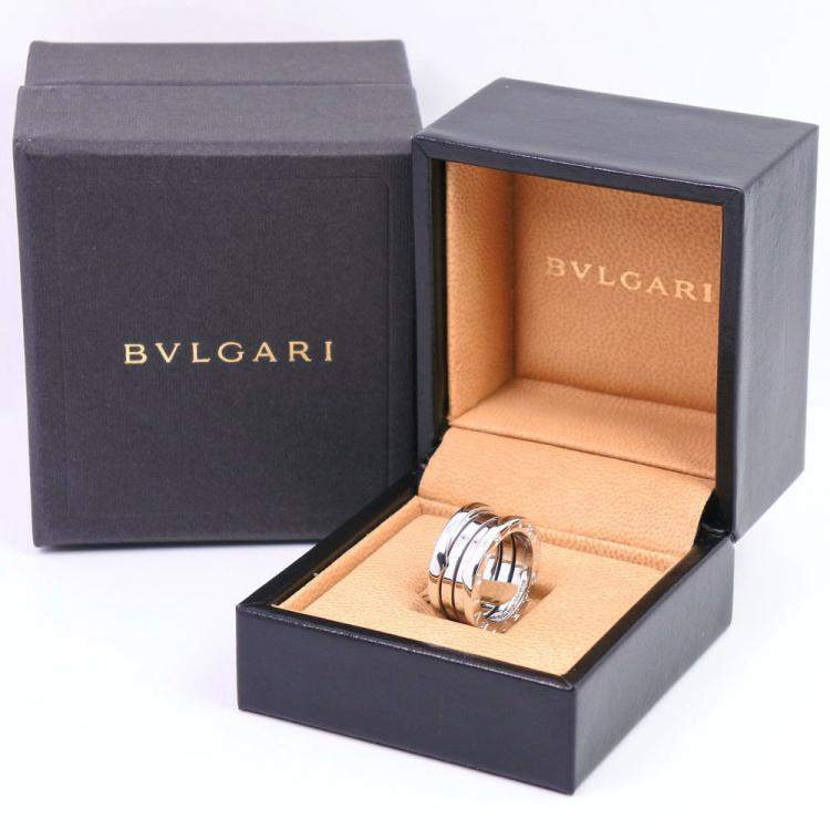 Pre Owned Bvlgari B.Zero1 18K White Gold Ring EU 48