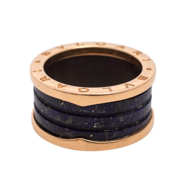 مملوكة مسبقًا Bvlgari B.Zero1 Lapis Lazuli 18K Rose Gold Band Ring Size 59