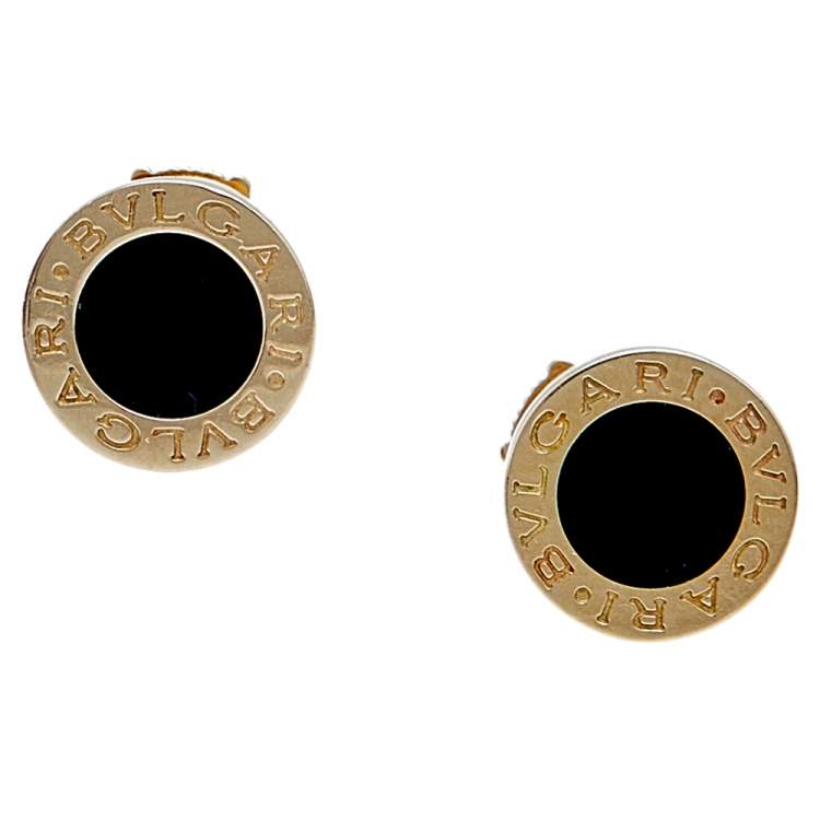 Pre Owned Bvlgari Bvlgari Onyx 18K Yellow Gold Stud Earrings