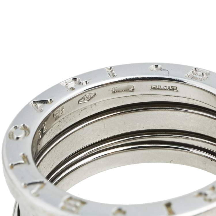 Pre Owned Bvlgari B.Zero1 18K White Gold 2-Band Ring Size 52