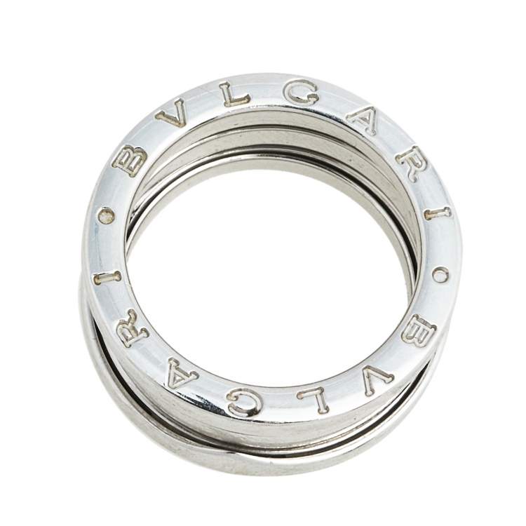 Pre Owned Bvlgari B.Zero1 18K White Gold 2-Band Ring Size 52
