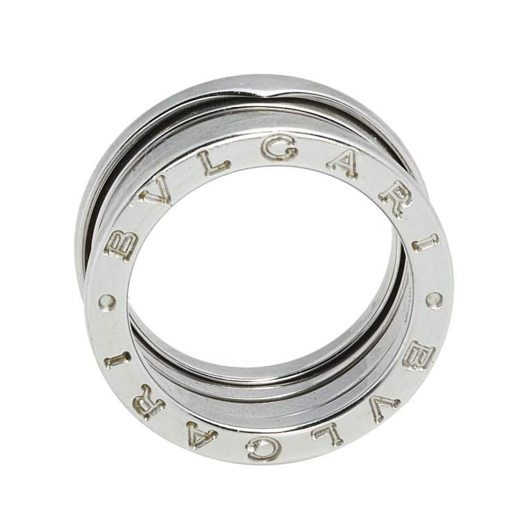 Pre Owned Bvlgari B.Zero1 18K White Gold 2-Band Ring Size 52