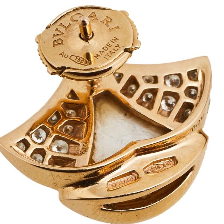 Pre Owned Bvlgari Divas' Dream Mother of Pearl & Diamond 18K Rose Gold Stud Earrings