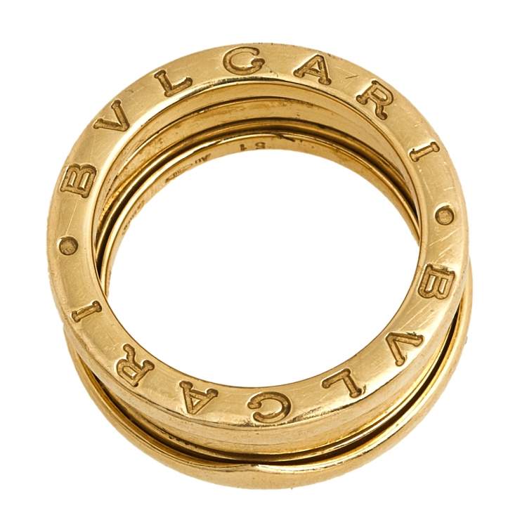 Pre Owned Bvlgari B.Zero1 18k Yellow Gold 3 Band Ring Size 51
