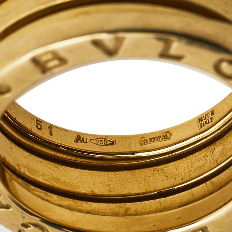 Pre Owned Bvlgari B.Zero1 18k Yellow Gold 3 Band Ring Size 51