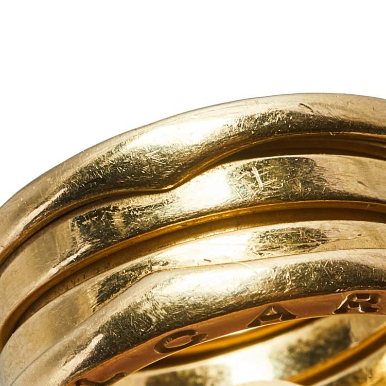 Pre Owned Bvlgari B.Zero1 18k Yellow Gold 3 Band Ring Size 51