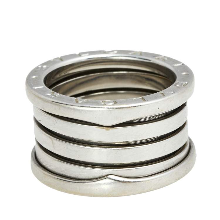 Pre Owned Bvlgari B.Zero1 18K White Gold 4- Band Ring Size 52