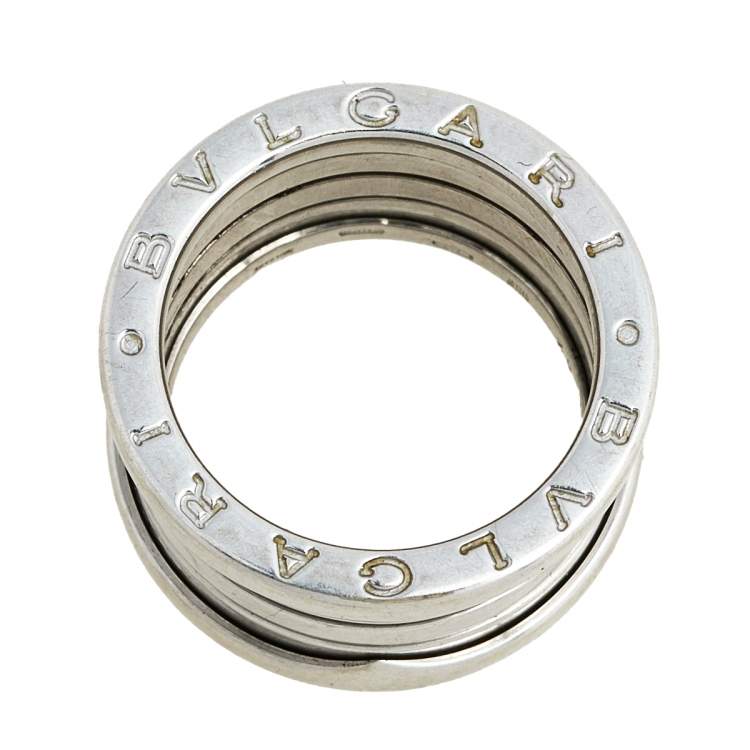 Pre Owned Bvlgari B.Zero1 18K White Gold 4- Band Ring Size 52