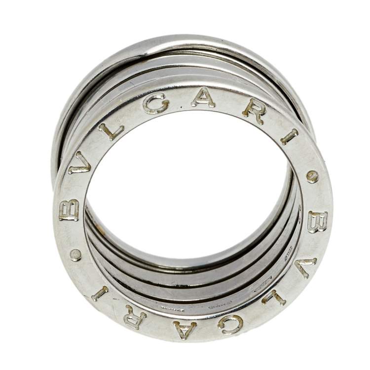 Pre Owned Bvlgari B.Zero1 18K White Gold 4- Band Ring Size 52