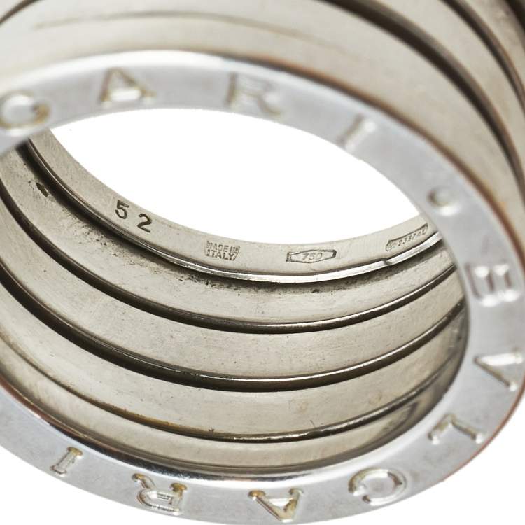 Pre Owned Bvlgari B.Zero1 18K White Gold 4- Band Ring Size 52