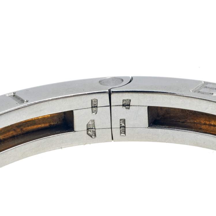 Pre Owned Bvlgari B.Zero1 18k Yellow Gold and Stainless Steel Bangle Bracelet