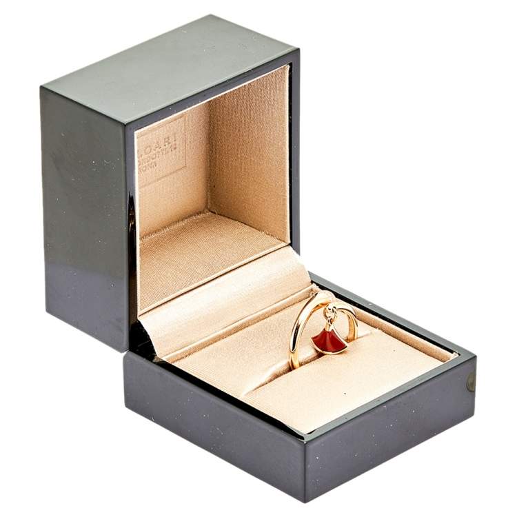 Pre Owned Bvlgari Divas' Dream Carnelian Diamond 18K Rose Gold Ring Size 59