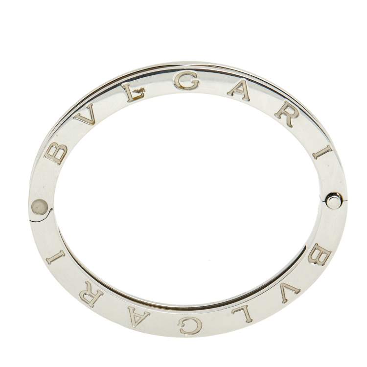 Pre Owned Bvlgari B.Zero1 Stainless Steel & 18K Yellow Gold Oval Bangle Bracelet