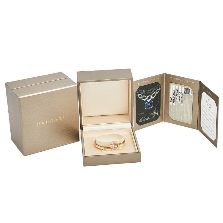 Pre Owned Bvlgari Serpenti Viper Diamond 18k Rose Gold Bracelet S