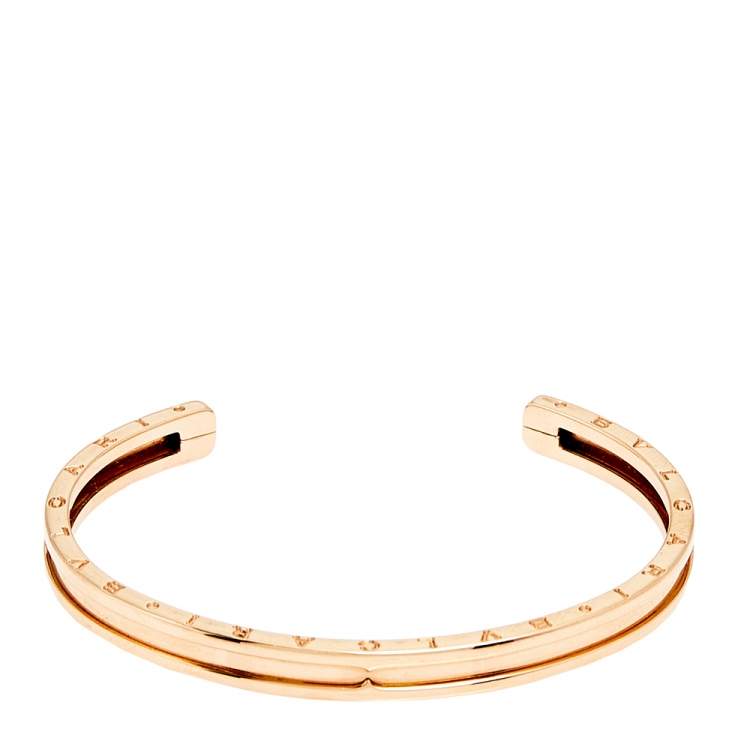 Pre Owned Bvlgari B.Zero1 18k Rose Gold Open Cuff Bracelet SM