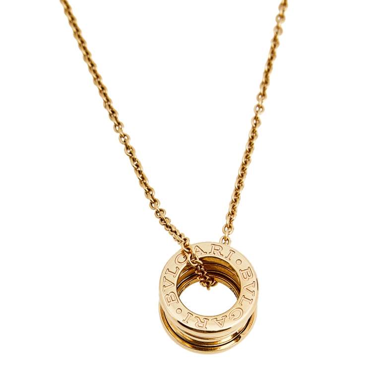 Pre Owned Bvlgari B.Zero1 18K Rose Gold Small Round Pendant Necklace