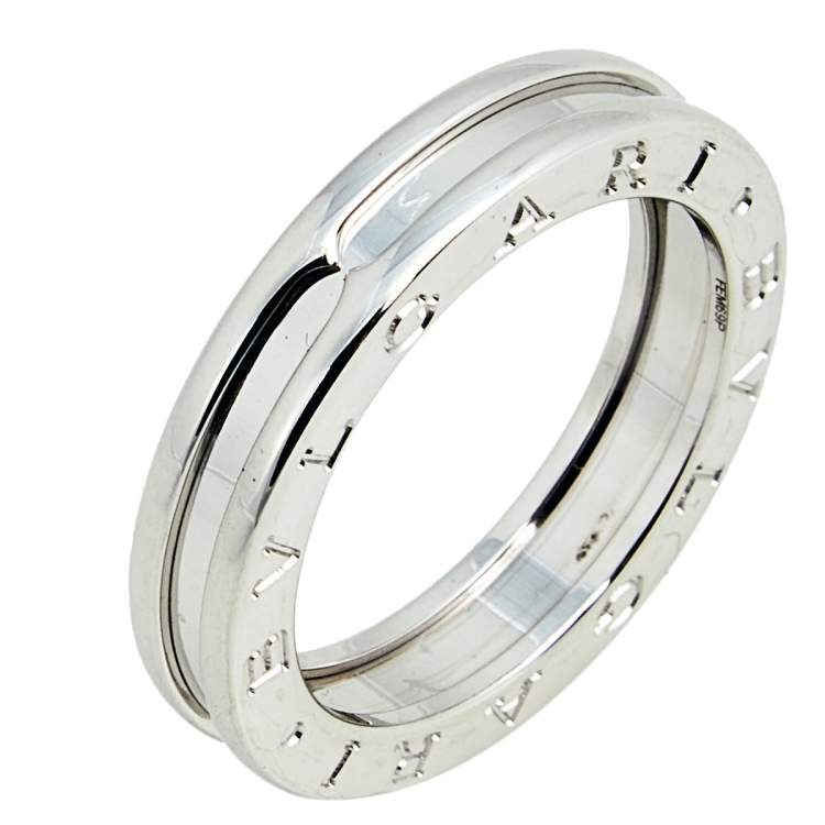 Pre Owned Bvlgari B.Zero1 18k White Gold 1 Band Ring Size 57