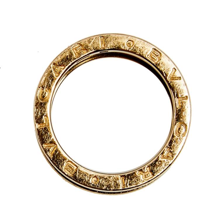 Pre Owned Bvlgari B.Zero1 Black Ceramic 18k Rose Gold Band Ring Size 54