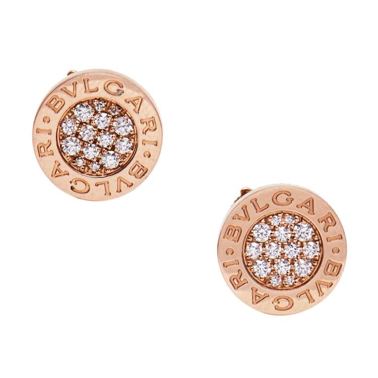 Pre Owned Bvlgari Bvlgari Diamonds 18k Rose Gold Stud Earrings
