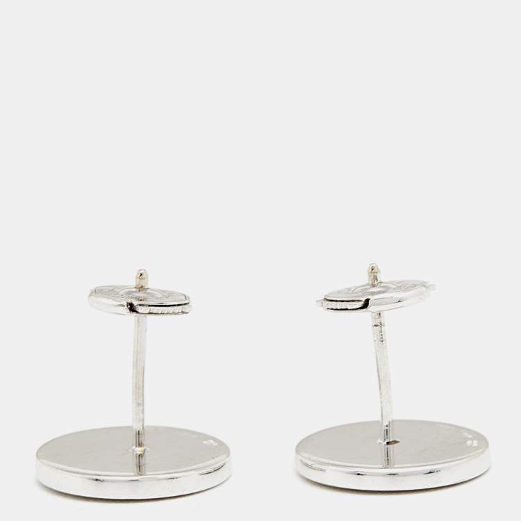 Pre Owned Bvlgari Bvlgari Diamond 18k White Gold Stud Earrings