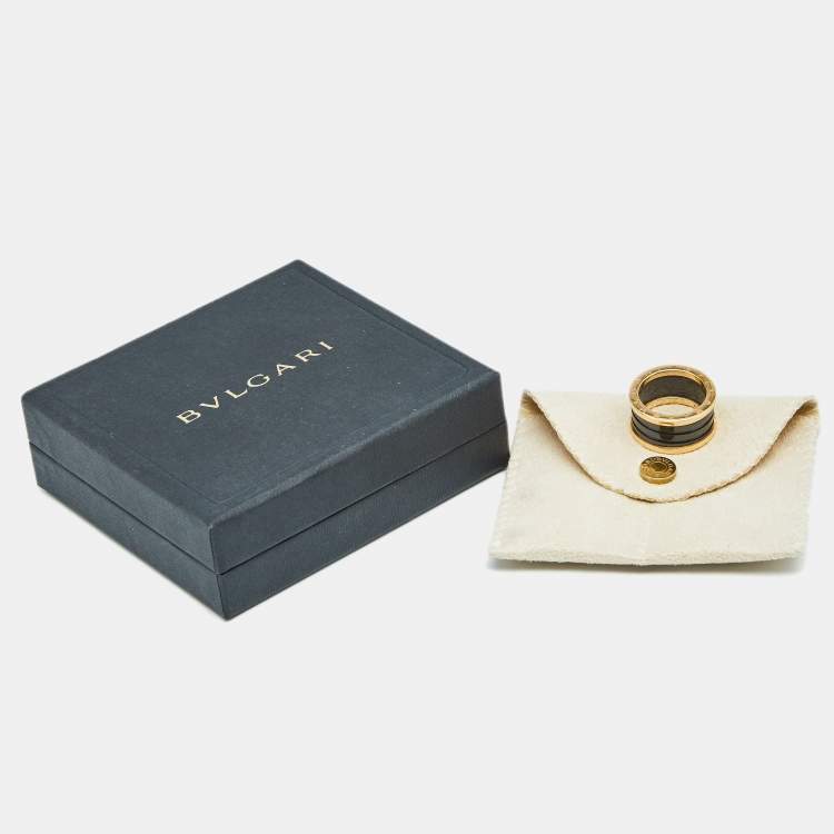 Pre Owned Bvlgari B.Zero1 Black Ceramic 18k Rose Gold 4-Band Ring Size 57