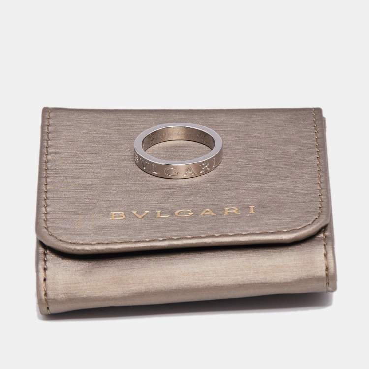 Pre Owned Bvlgari Bvlgari Diamond 18k White Gold Band Ring Size 56