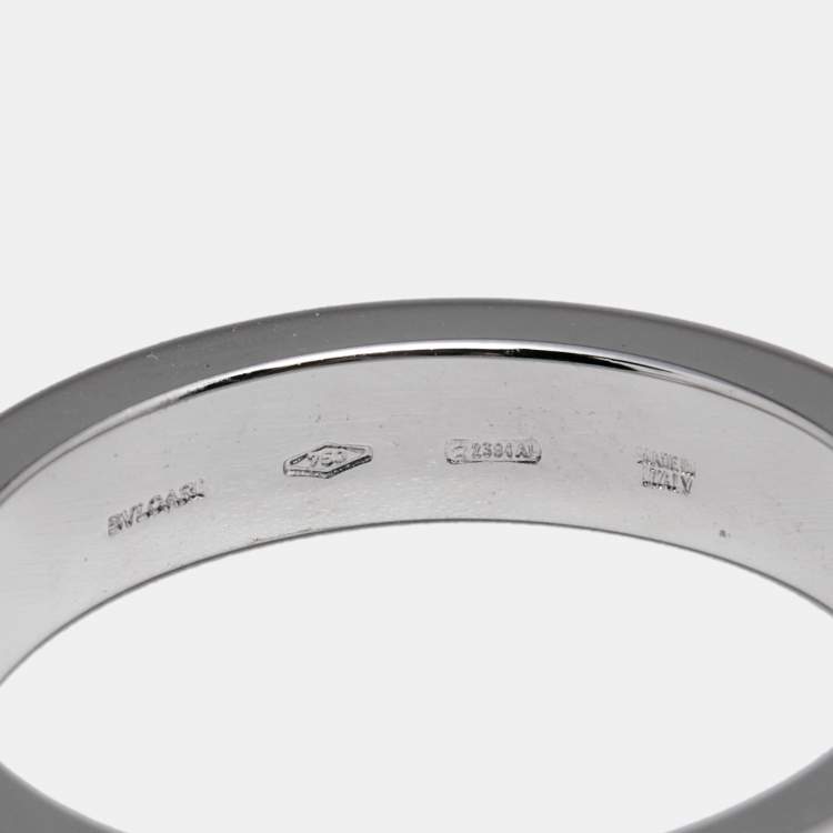 Pre Owned Bvlgari Bvlgari Diamond 18k White Gold Band Ring Size 56