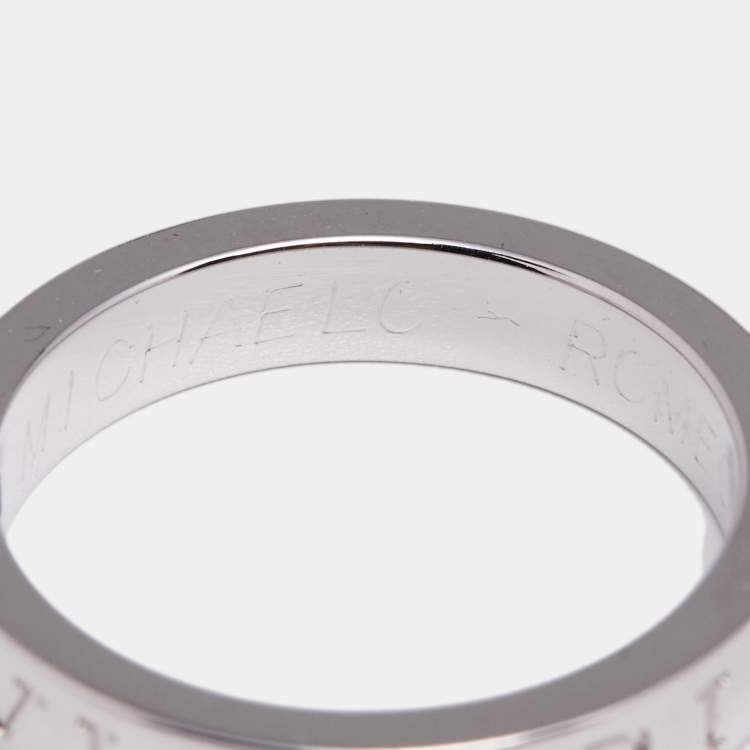 Pre Owned Bvlgari Bvlgari Diamond 18k White Gold Band Ring Size 56