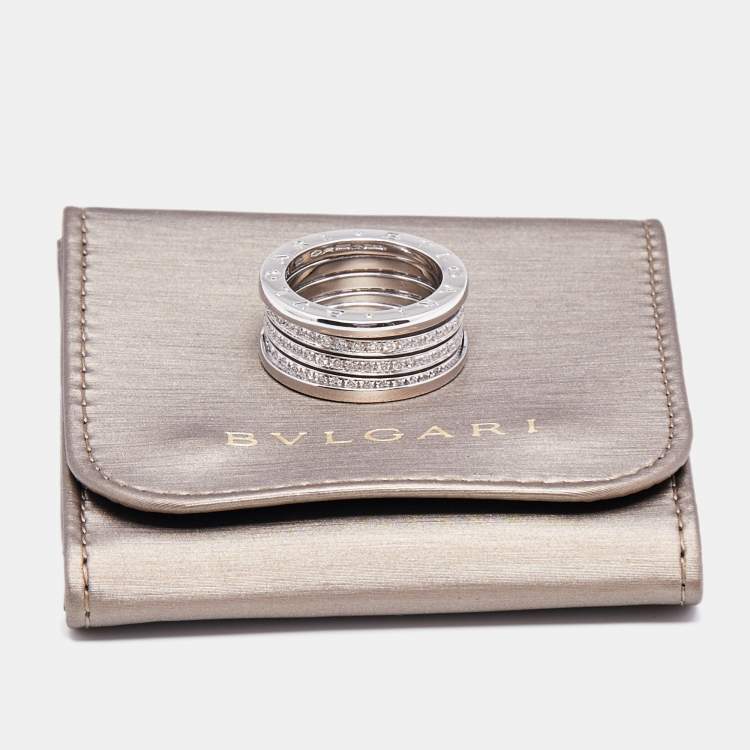 Pre Owned Bvlgari B.Zero1 Diamond 18k White Gold Band Ring Size 56