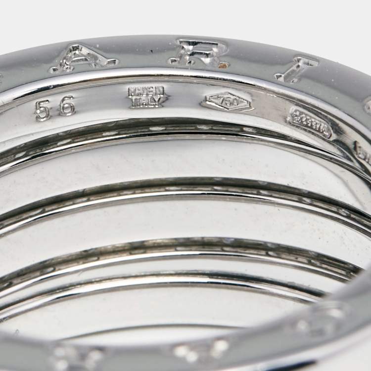 Pre Owned Bvlgari B.Zero1 Diamond 18k White Gold Band Ring Size 56