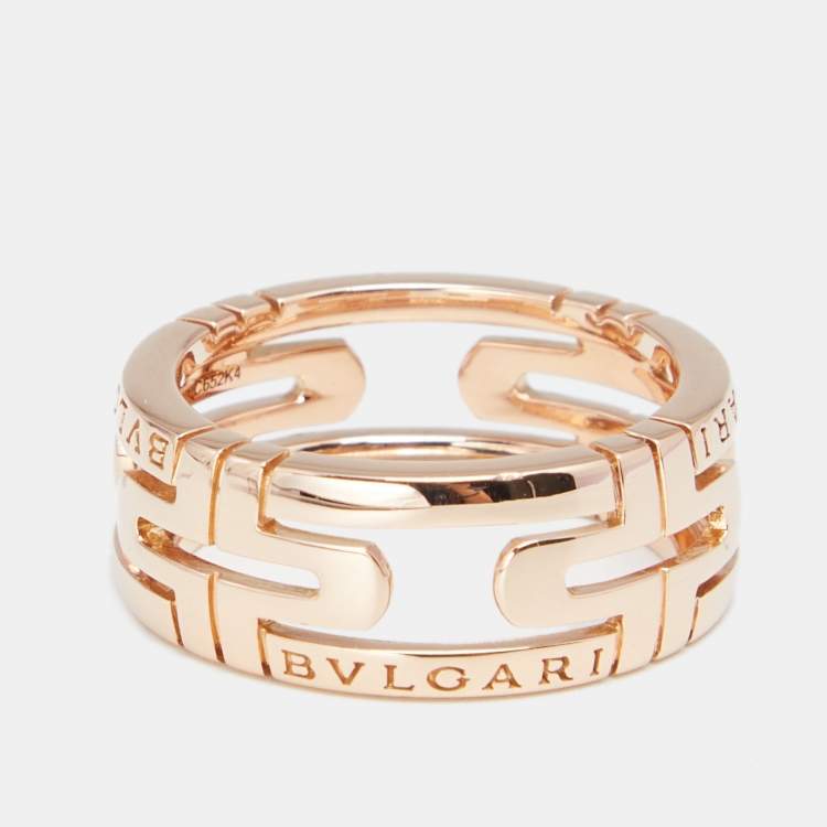 Pre Owned Bvlgari Parentesi 18K Rose Gold Band Ring Size 52