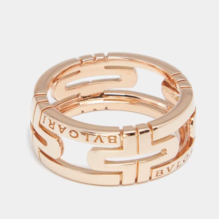 Pre Owned Bvlgari Parentesi 18K Rose Gold Band Ring Size 52