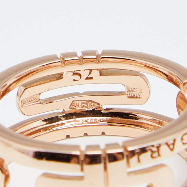 Pre Owned Bvlgari Parentesi 18K Rose Gold Band Ring Size 52