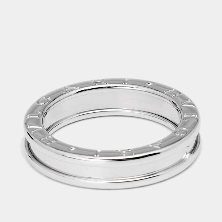Pre Owned Bvlgari B.Zero1 18k White Gold 1-Band Ring Size 59