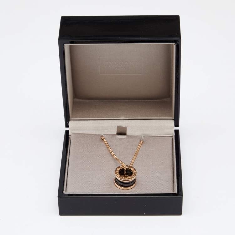 Pre Owned Bvlgari B.zero1 Black Ceramic 18K Rose Gold Pendant Necklace