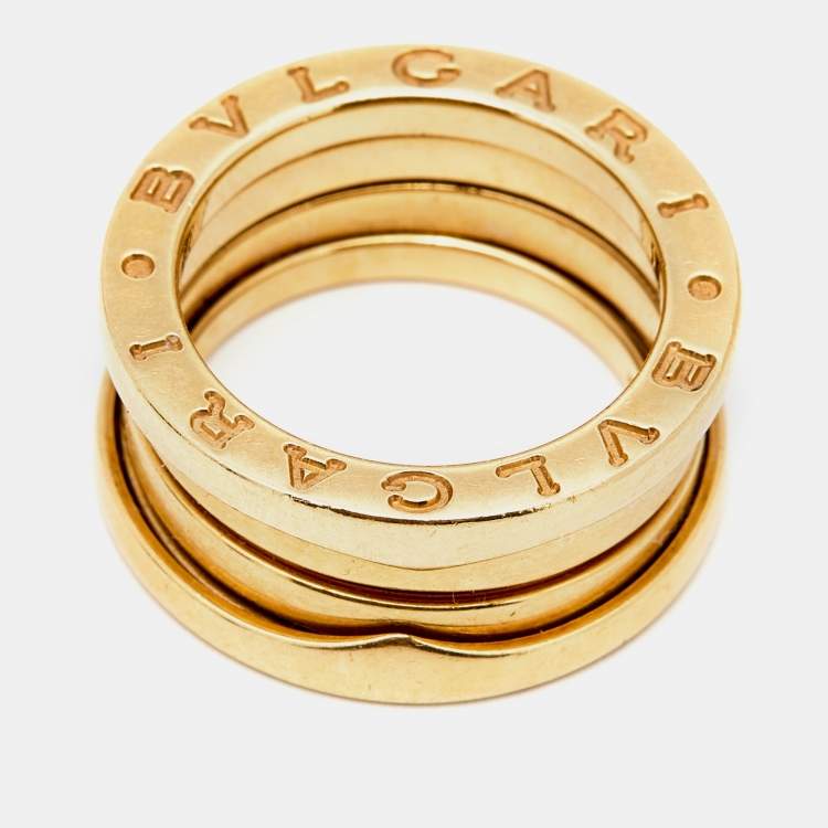 Pre Owned Bvlgari B.Zero1 18k Yellow Gold 3 Band Ring Size 47