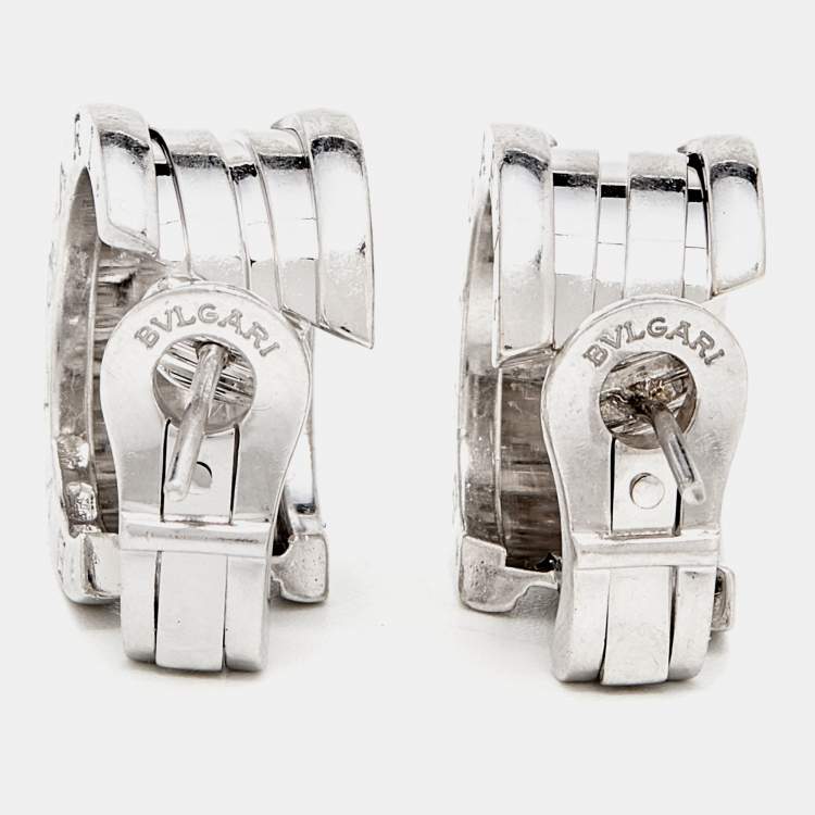 Pre Owned Bvlgari B.Zero1 18K White Gold Hoop Earrings