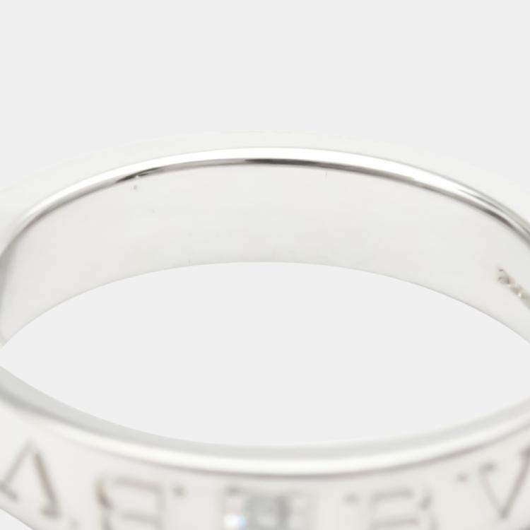Pre Owned Bvlgari Bvlgari 18K White Gold Diamond Ring EU 53