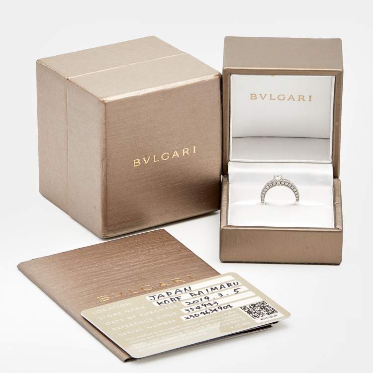 Pre Owned Bvlgari Dedicata A Venezia 0.33 ct Solitate Paved Diamond Platinum Ring Size 48