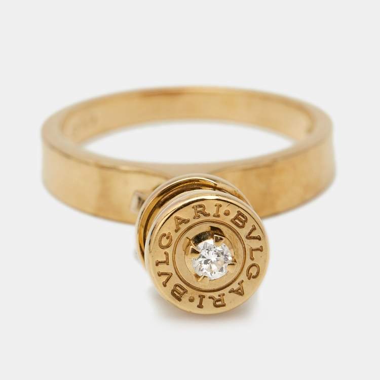 Pre Owned Bvlgari B.Zero1 Diamond 18k Yellow Gold Charm Ring 