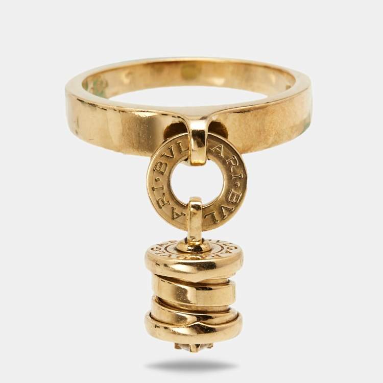 Pre Owned Bvlgari B.Zero1 Diamond 18k Yellow Gold Charm Ring 