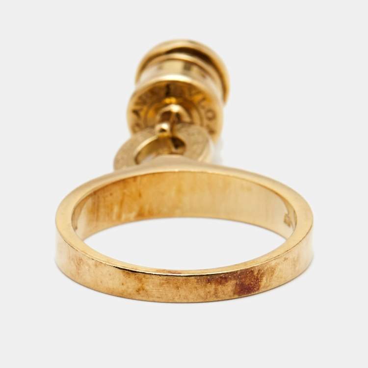 Pre Owned Bvlgari B.Zero1 Diamond 18k Yellow Gold Charm Ring 