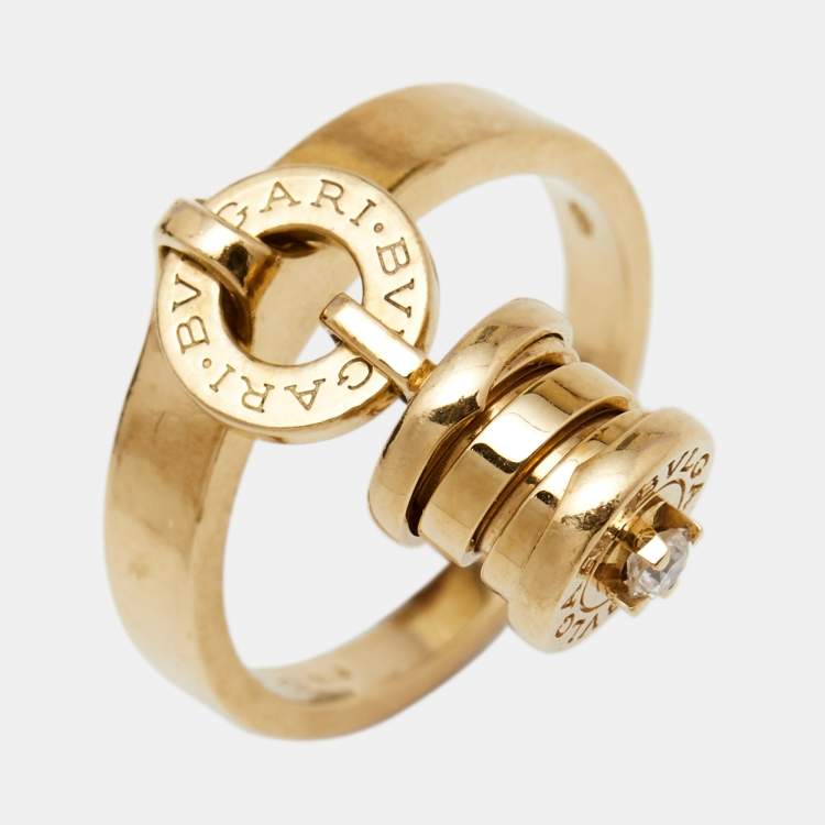 Pre Owned Bvlgari B.Zero1 Diamond 18k Yellow Gold Charm Ring 