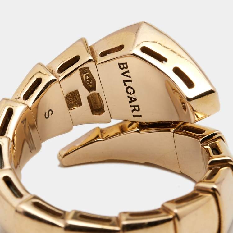 Pre Owned Bvlgari Serpenti Viper Diamond 18K Rose Gold One-Coil Ring Size S