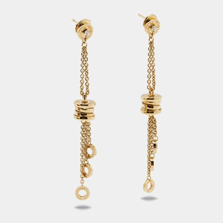 Pre Owned Bvlgari B.Zero1 Diamond 18k Yellow Gold Dangle Earrings