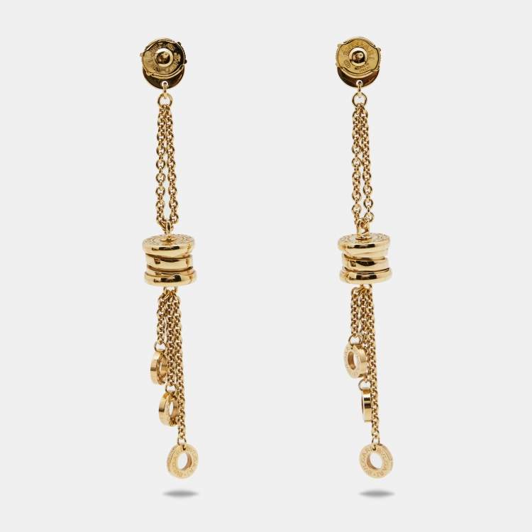 Pre Owned Bvlgari B.Zero1 Diamond 18k Yellow Gold Dangle Earrings