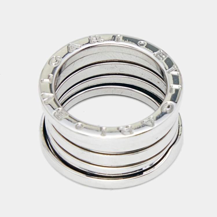 Pre Owned Bvlgari B.Zero1 18k White Gold 4-Band Ring Size 51
