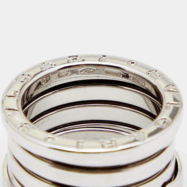 Pre Owned Bvlgari B.Zero1 18k White Gold 4-Band Ring Size 51